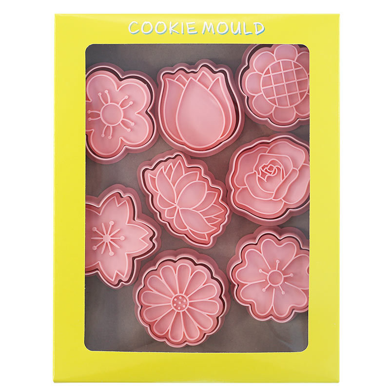 8pcs-set Flower Shape Cookie Cutters 3D