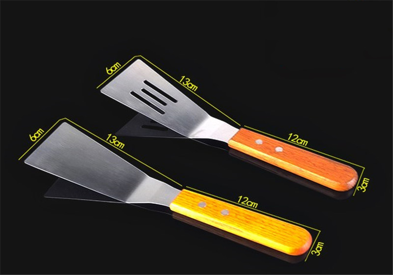 Stainless Steel Steak BBQ Tools Wooden Rubber Handle