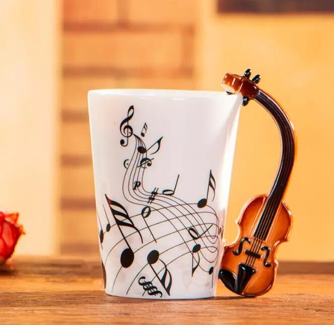 Creative Music Ceramic Mug Guitar Violin Style