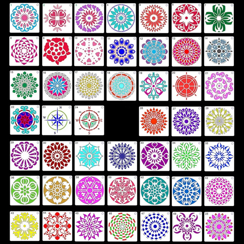 48pcs/set Mandala Stencils