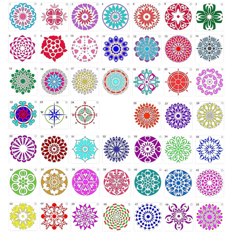 48pcs/set Mandala Stencils