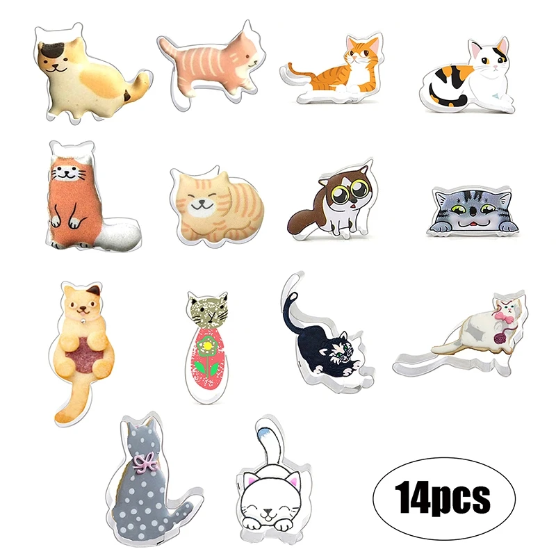 14Pcs/set Cat Cookie Cutter