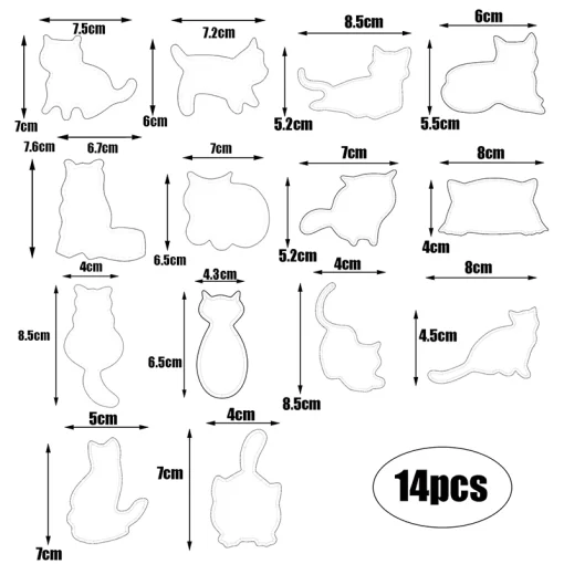 14pcs/set cat cookie cutter