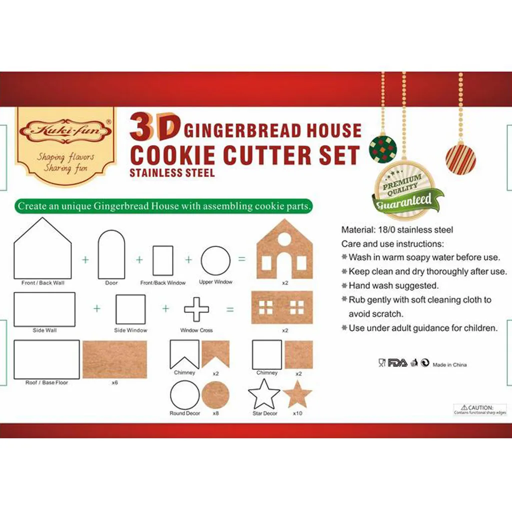Gingerbread House Stainless Steel Christmas Scenario Cookie Cutters
