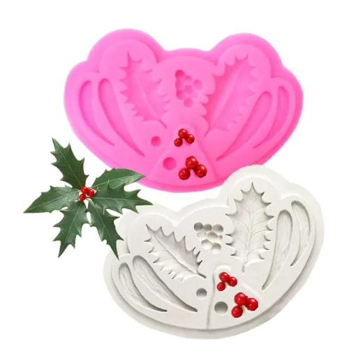 christmas holly leaf silicone mold