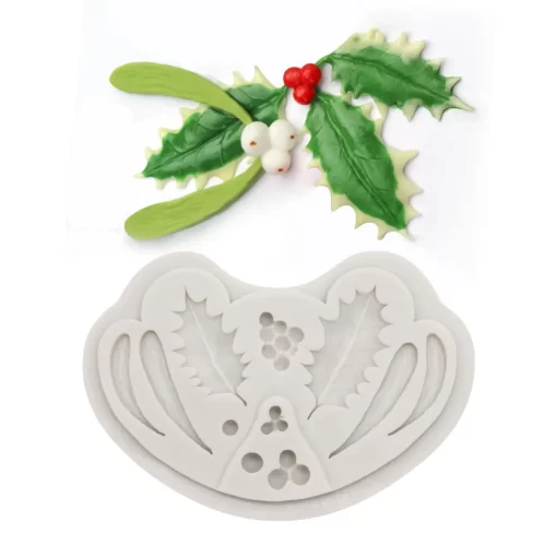 christmas holly leaf silicone mold