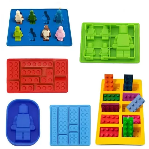 robot ice building bricks cube tray silicone mold