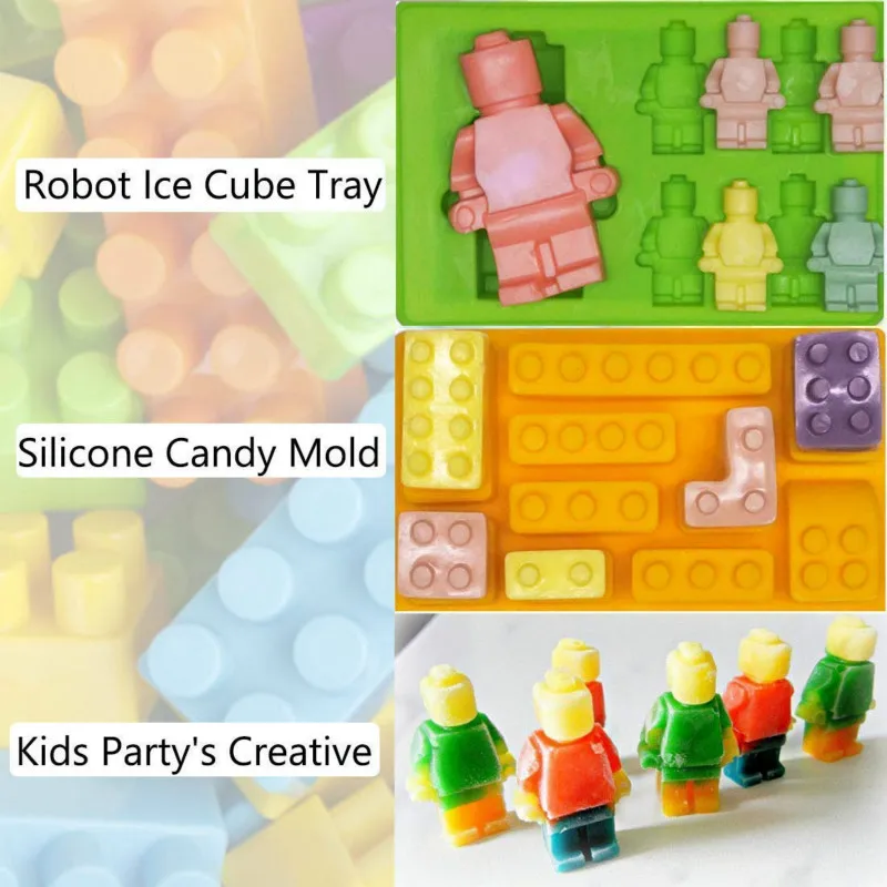 Robot Ice Building Bricks Cube Tray Silicone Mold