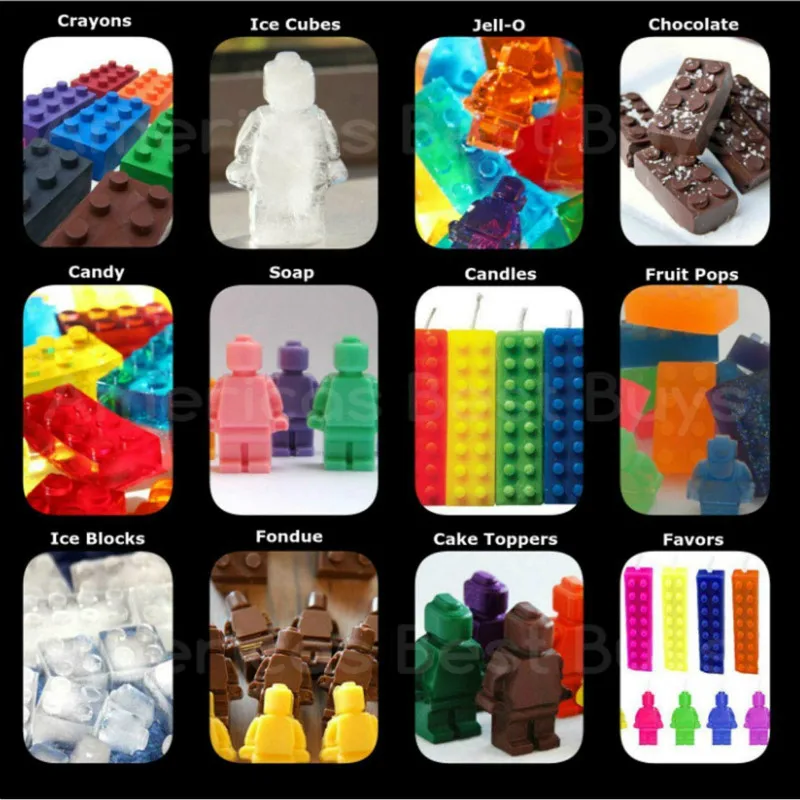 Robot Ice Building Bricks Cube Tray Silicone Mold