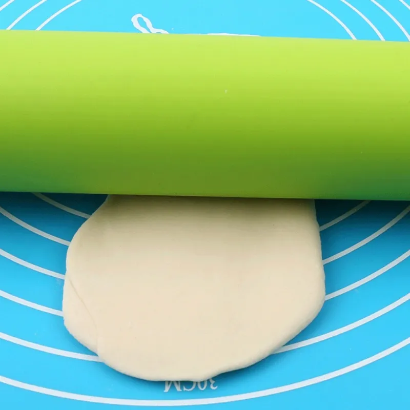 Non-Stick Silicone Rolling Pin Wooden Handle