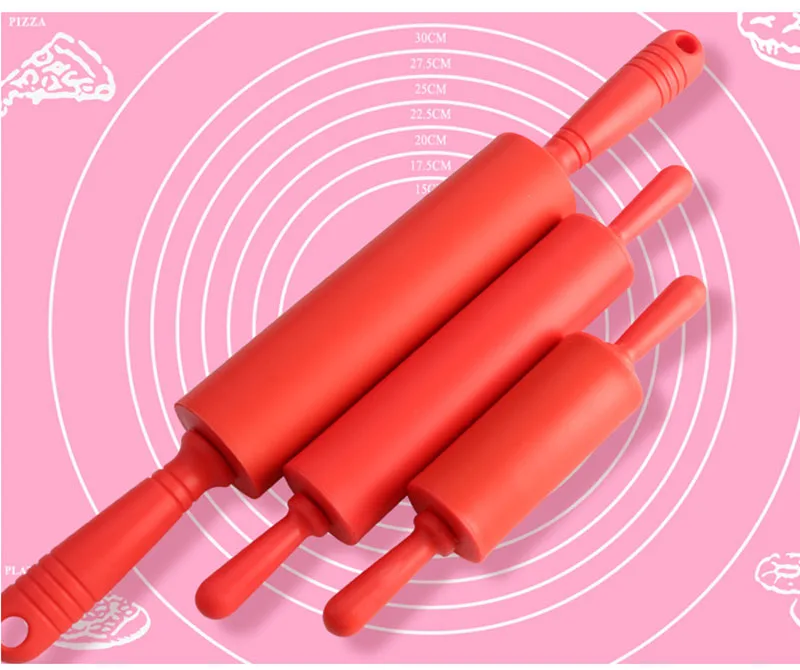 Non-Stick Silicone Rolling Pin Wooden Handle