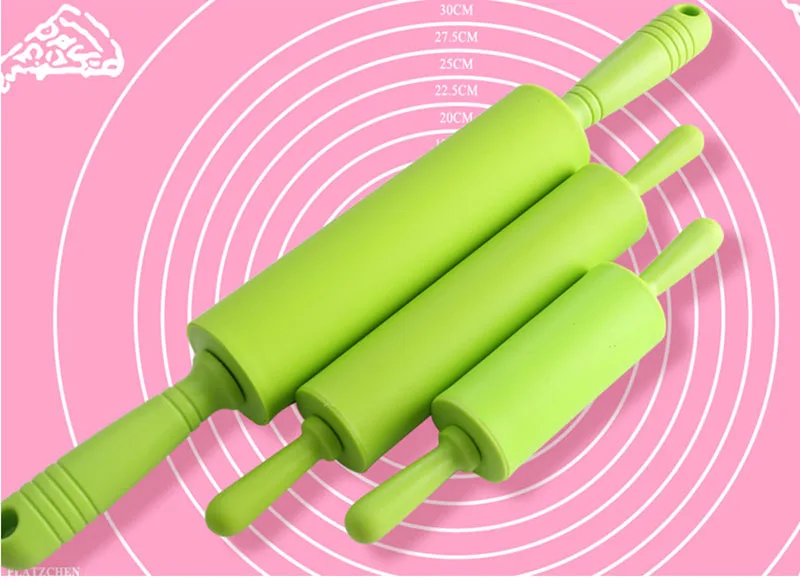 Non-Stick Silicone Rolling Pin Wooden Handle