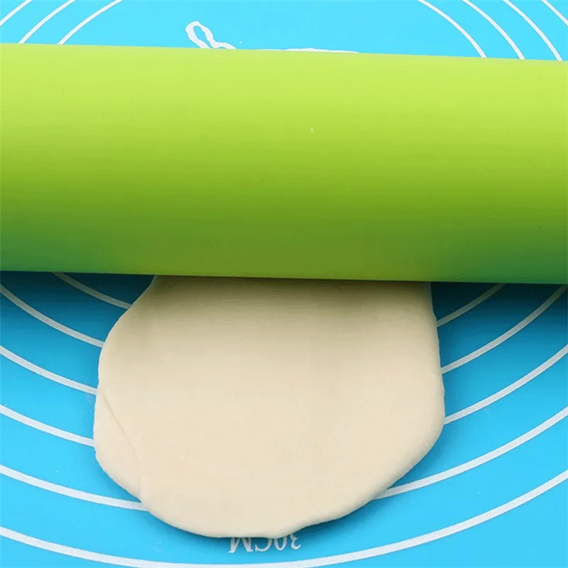 Non-Stick Silicone Rolling Pin Wooden Handle