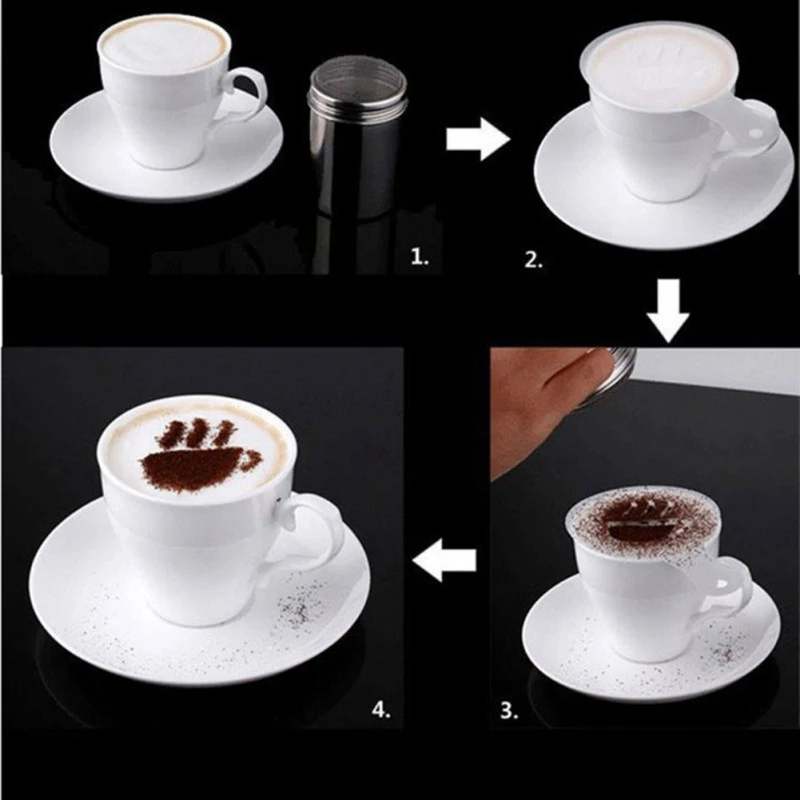 16pcs Plastic Coffee Printing Model Cafe Foam Spray Template Barista Stencils Decoration Tool