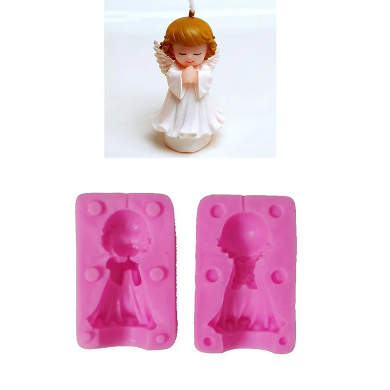 Girl Angel Shape Candle Mold 3d fondant silicone molds for cake decorating Bakeware  Kitchen  ADD09