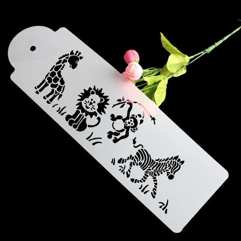 e5bf8f9dc03d8c6e5d324a152cafb277 Cute Giraffe Zebra Monkey Lion Cake Stencil Airbrush Painting Mold