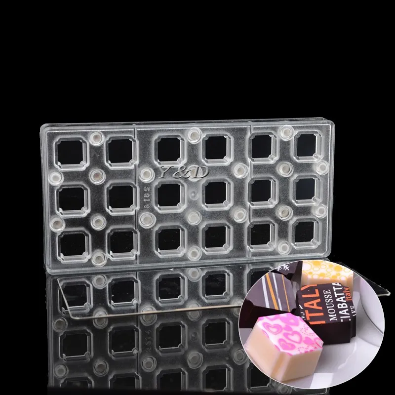 Square Transparent Magnetic Polycarbonate PC  Chocolate Cake Molds Transfer  Magnet Board  Sheets Mould With Mirror Steel Plate