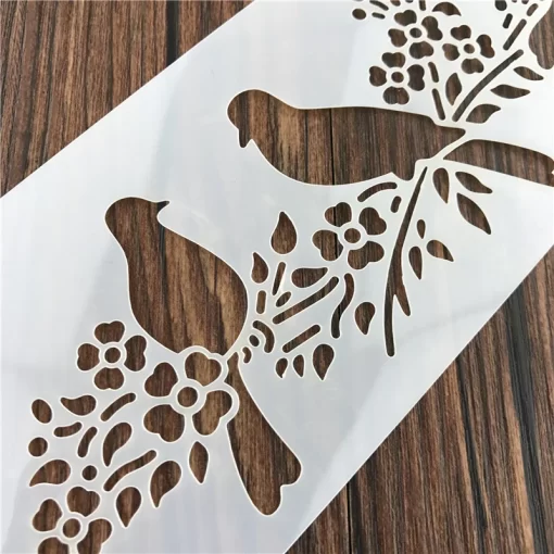 bird cake stencil airbrush painting decorplate