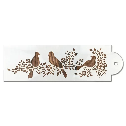 bird cake stencil airbrush painting decorplate