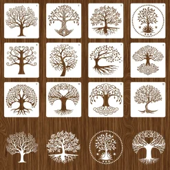 life tree layering stencils 12pcs lot 15cm