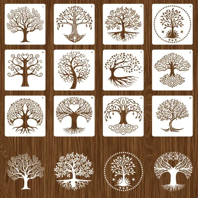 Life Tree Layering Stencils 12Pcs-Lot 15cm