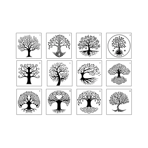 life tree layering stencils 12pcs lot 15cm