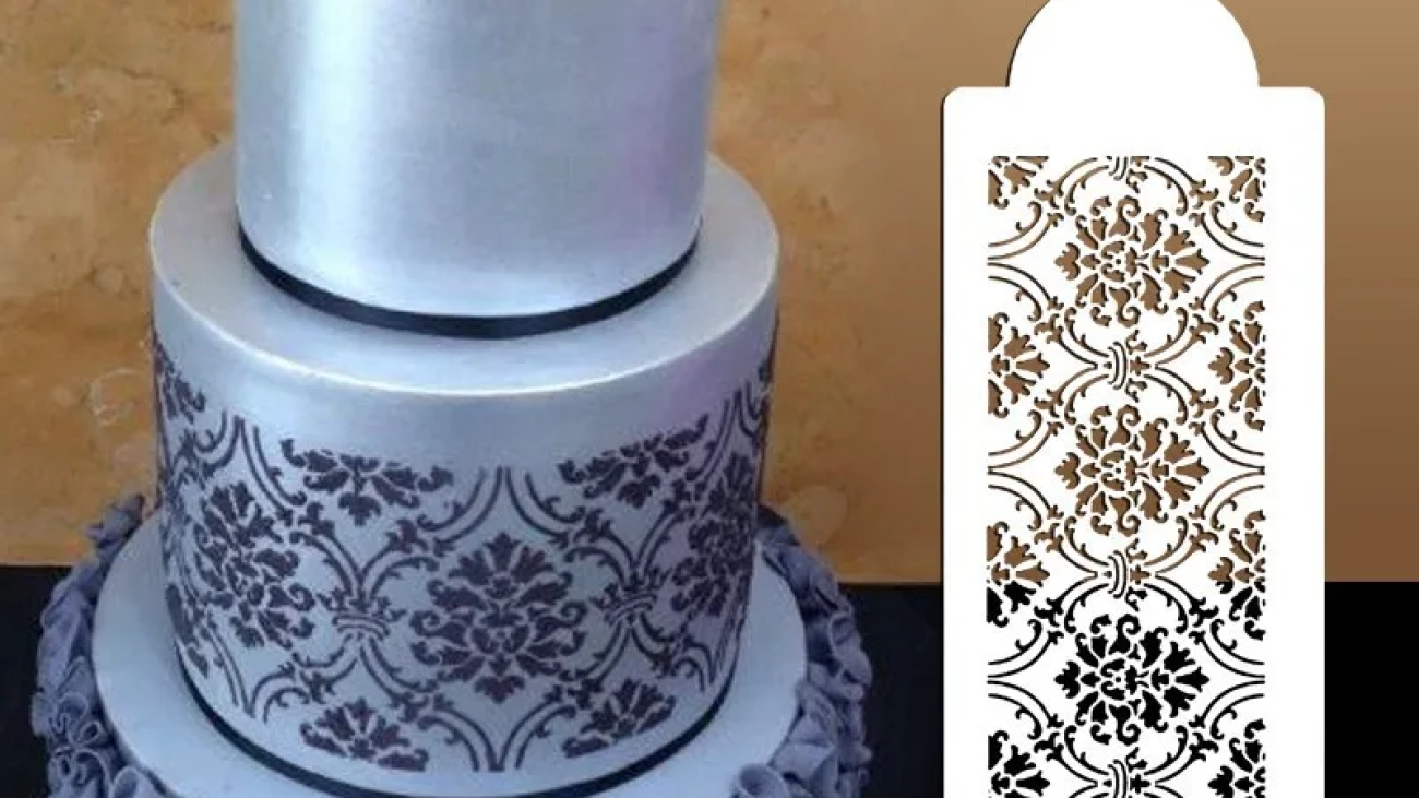 cake decorating tool damask lace border cake side stencil