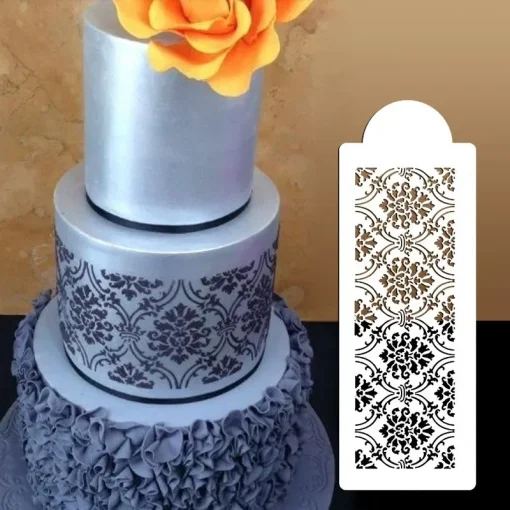 cake decorating tool damask lace border cake side stencil