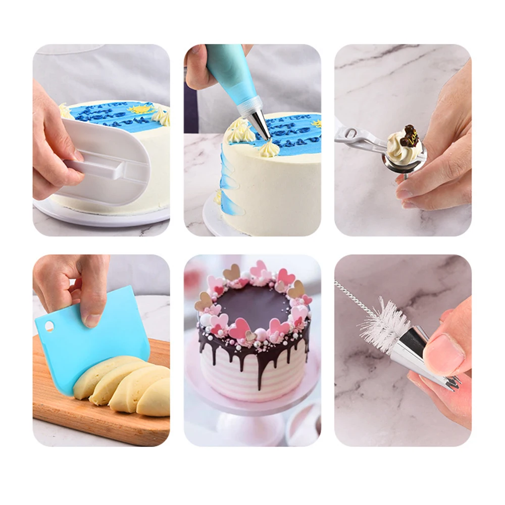 Silicone Piping Bags and Tips Set Cake DIY Decorating Kit with Stainless Steel Nozzle Reusable Silicone Pastry Baking tool