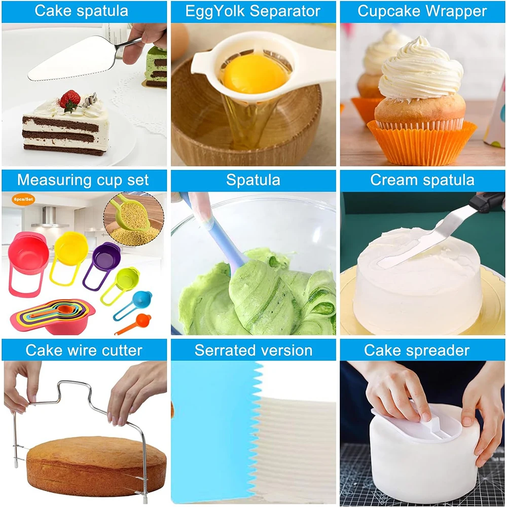 Silicone Piping Bags and Tips Set Cake DIY Decorating Kit with Stainless Steel Nozzle Reusable Silicone Pastry Baking tool