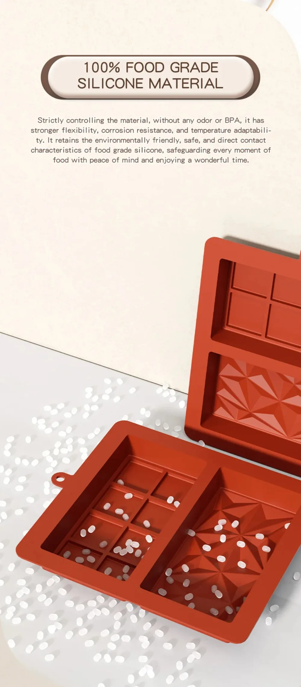 Chocolate Bar Mold Deep Dubai 1 Inch Pistachio Chocolate Bar Silicone Thick Mold for Stuffed Bar, Large Candy Bar Mold for Filli