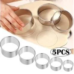 5PCs round stainless steel biscuit mold dumpling skin cutting mold DIY biscuit pastry cake baking tools kitchen baking gadget