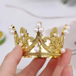 Mini Pearl Crown Cake Topper Romantic Garland Happy Birthday Children Hair Ornaments Wedding Decoration Favors Party
